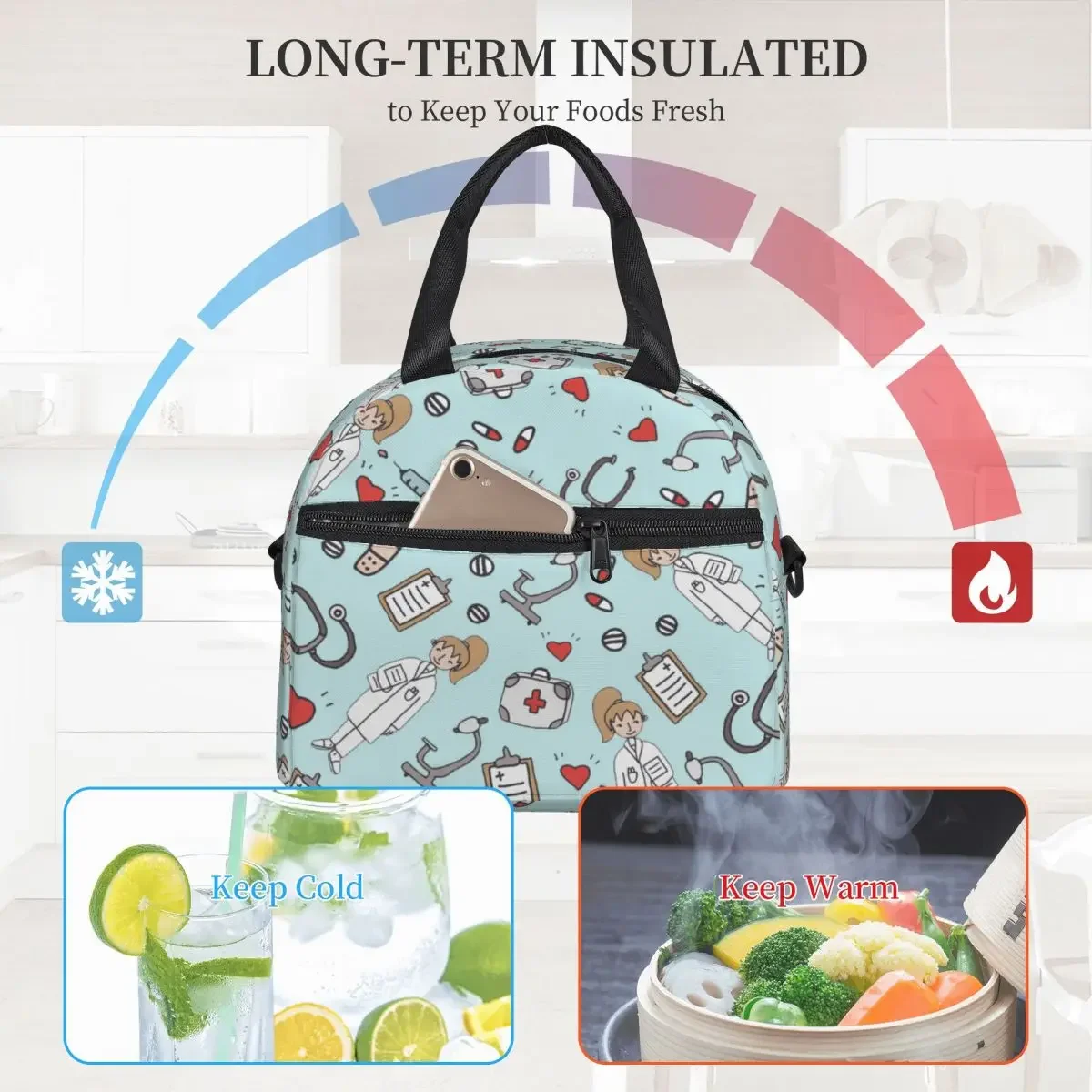 Portable Lunch Bag Food Thermal Box Durable Office Cooler Lunchbox With Shoulder Strap Doctors Nurse Organizer Insulated Case