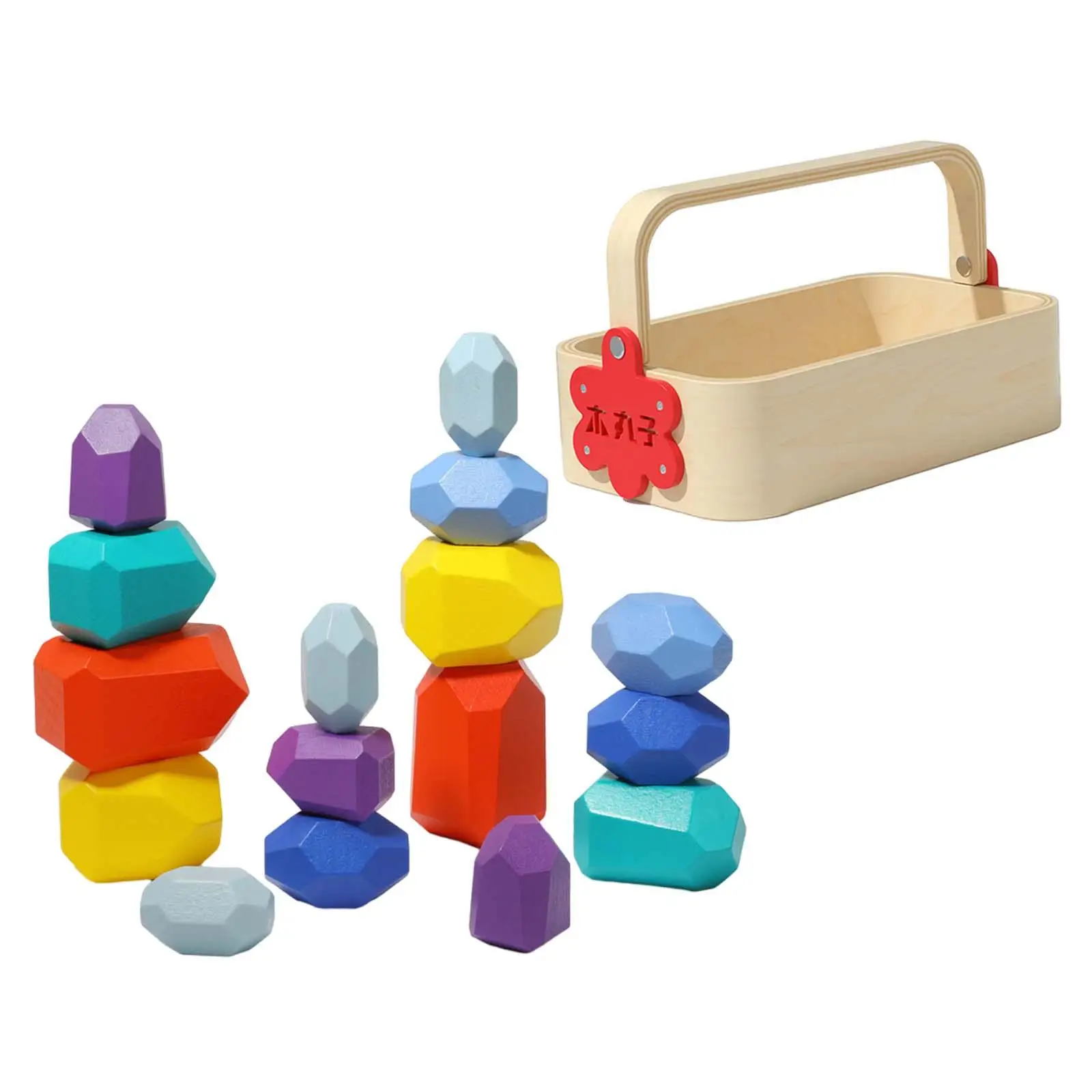 Equilibración de piedras apilables, rocas de madera, aprendizaje preescolar, desarrollo, equilibrio, apilamiento, bloques de construcción coloridos para niñas