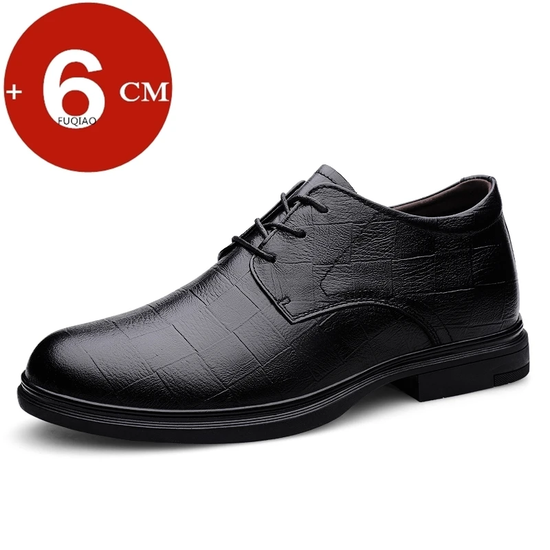 

Мужские модельные туфли из натуральной кожи, увеличивающие рост 6 см, деловые деловые повседневные оксфорды для мужчин, удобные офисные свадебные туфли