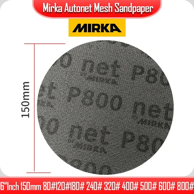 MIRKA Mesh Grinding Disc 6in  Sanding disc Sandpaper Dust Free Abrasive Flocking for Dry  Polishing Putty