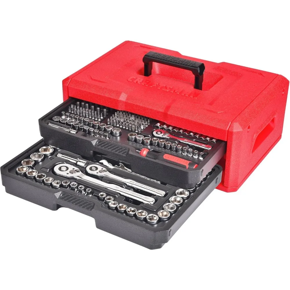 Mechanics Tool Set, 256-Piece Hand Tool and Socket Set with 2-Drawer Tool Box