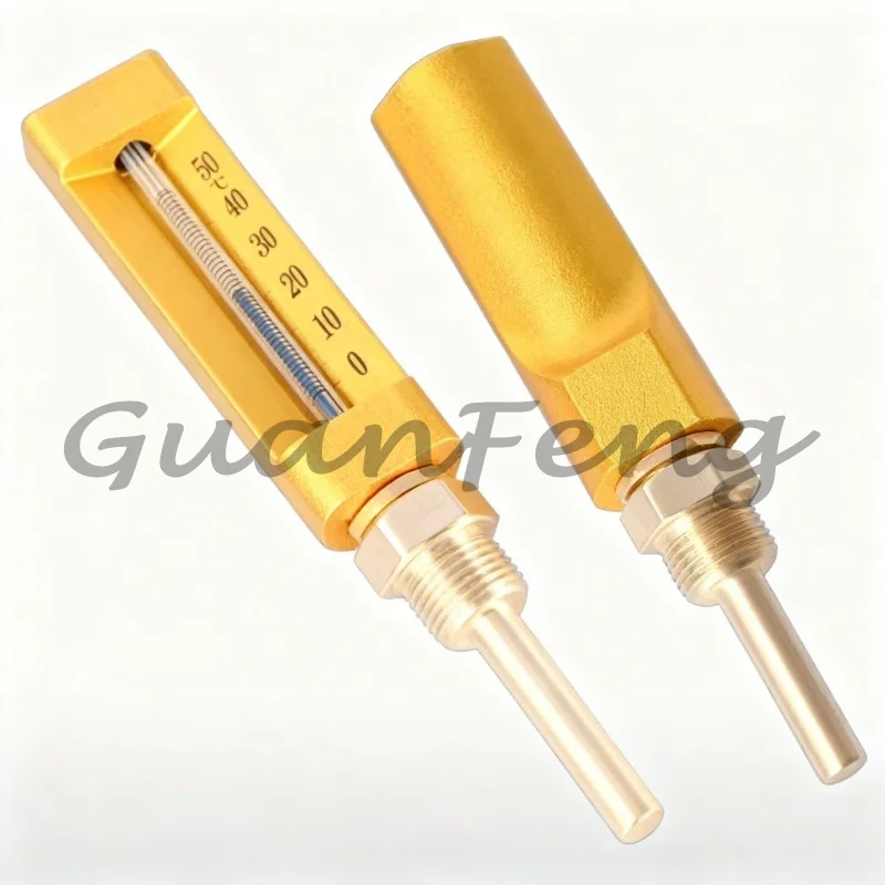Shockproof High Temperature V-Type Thermometer, Metal Guard Cover Thermometer for Marine Boiler Duct Air Conditioning