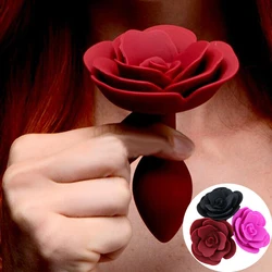 Jouets anaux en silicone souple lisse pour hommes et femmes, fleur de rose, plug anal, masturbateur anal, dilatateur BDSM, massage de la prostate, jouets sexuels anaux