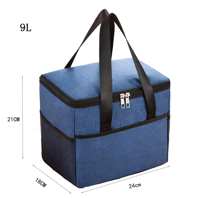 Bolsa enfriadora de 9L, tejido catiónico impermeable, paquete de hielo con aislamiento térmico portátil, caja enfriadora de Picnic reutilizable, bolsa de almuerzo, nuevo estilo