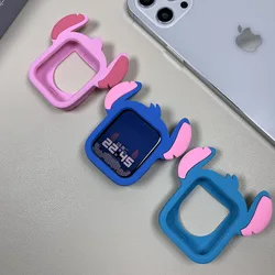 Kawaii Disney Anime Stitch Silicone Case Suitable for Apple Watch S4/5/6/SE Fall Protection Soft Shell Holiday Gifts