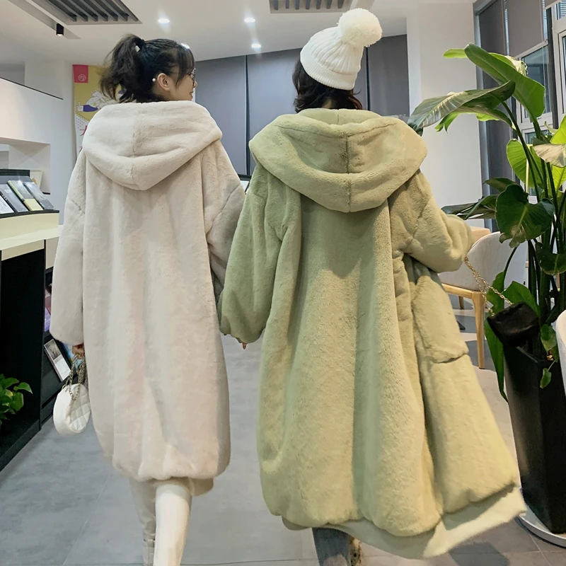 2023 inverno Plus Size con cappuccio spesso caldo cappotto di pelliccia sintetica donna manica lunga giacca di pelliccia sintetica cappotti di pelliccia invernali di lusso