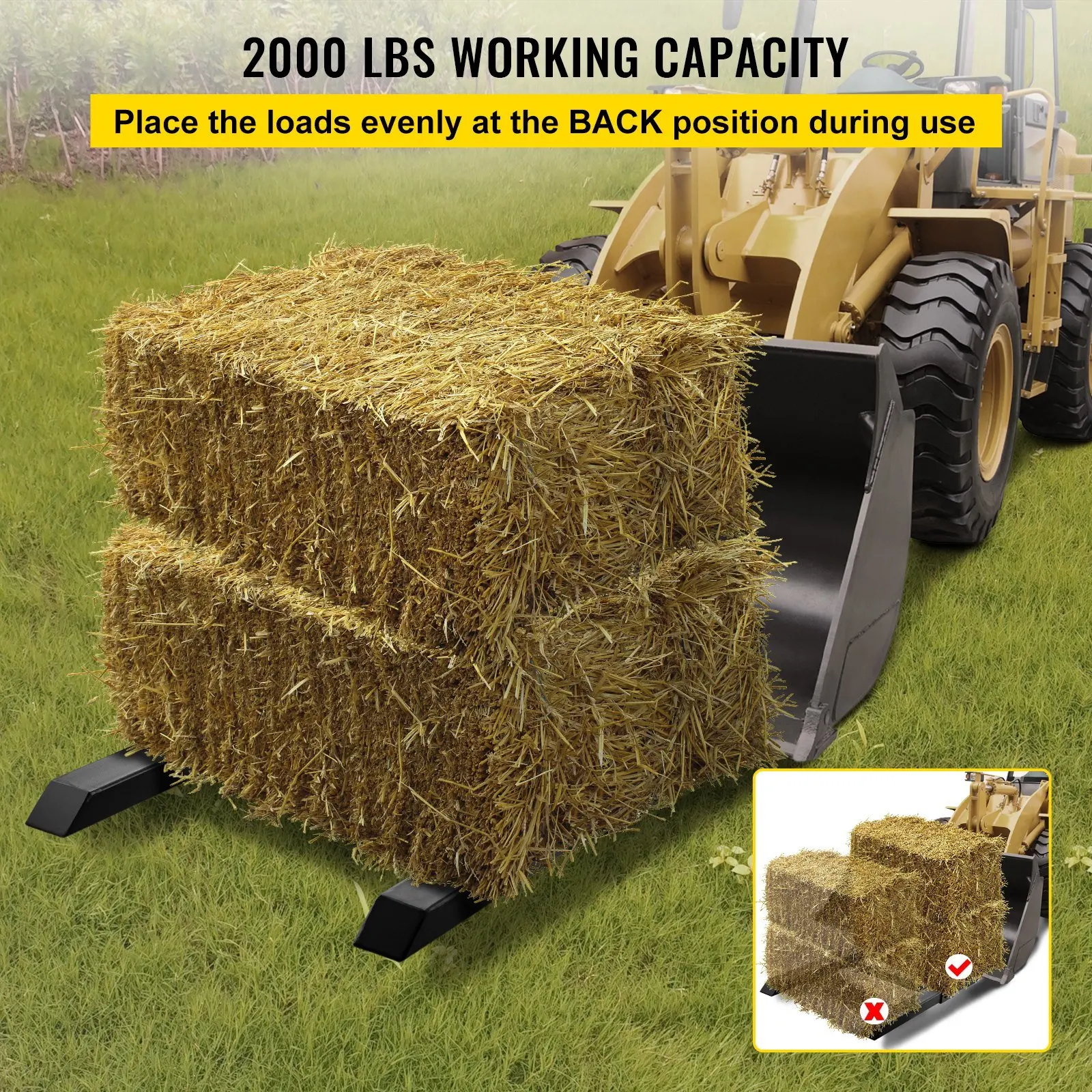 Pallet Forks 2000 Lbs Clamp On Tractor Bucket Forks 46.9