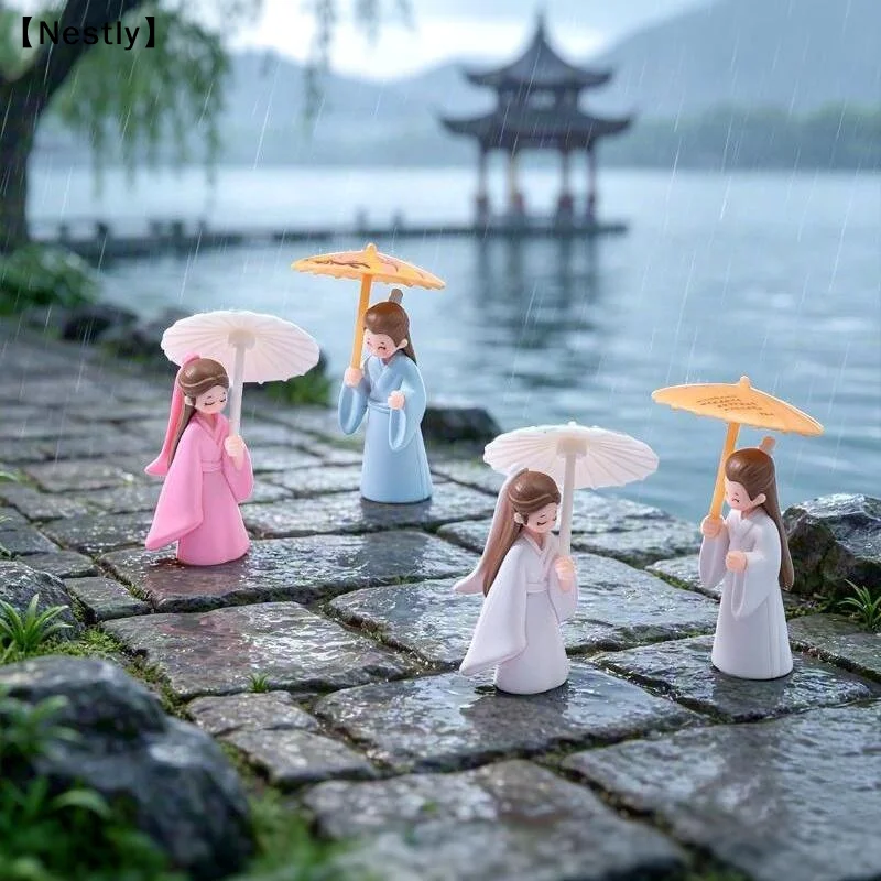 2pcs Ancient Miniature Couple Figurine Micro Landscape Ornament Supplies Household For Valentine's Day Decoration〔Nest〕