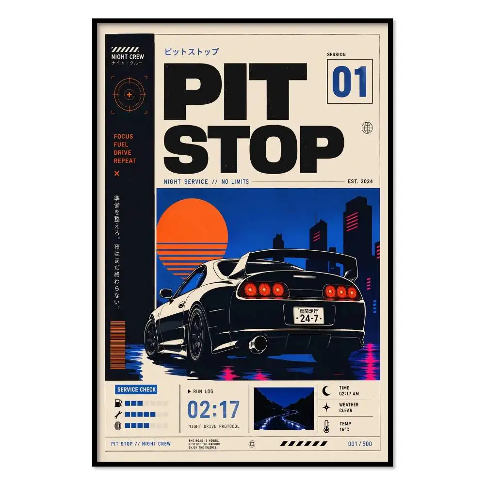 PIT STOP no. 01 Poster Mural for Living Room Bedroom Wall Office Wall Decor Gift for Friends Unframed