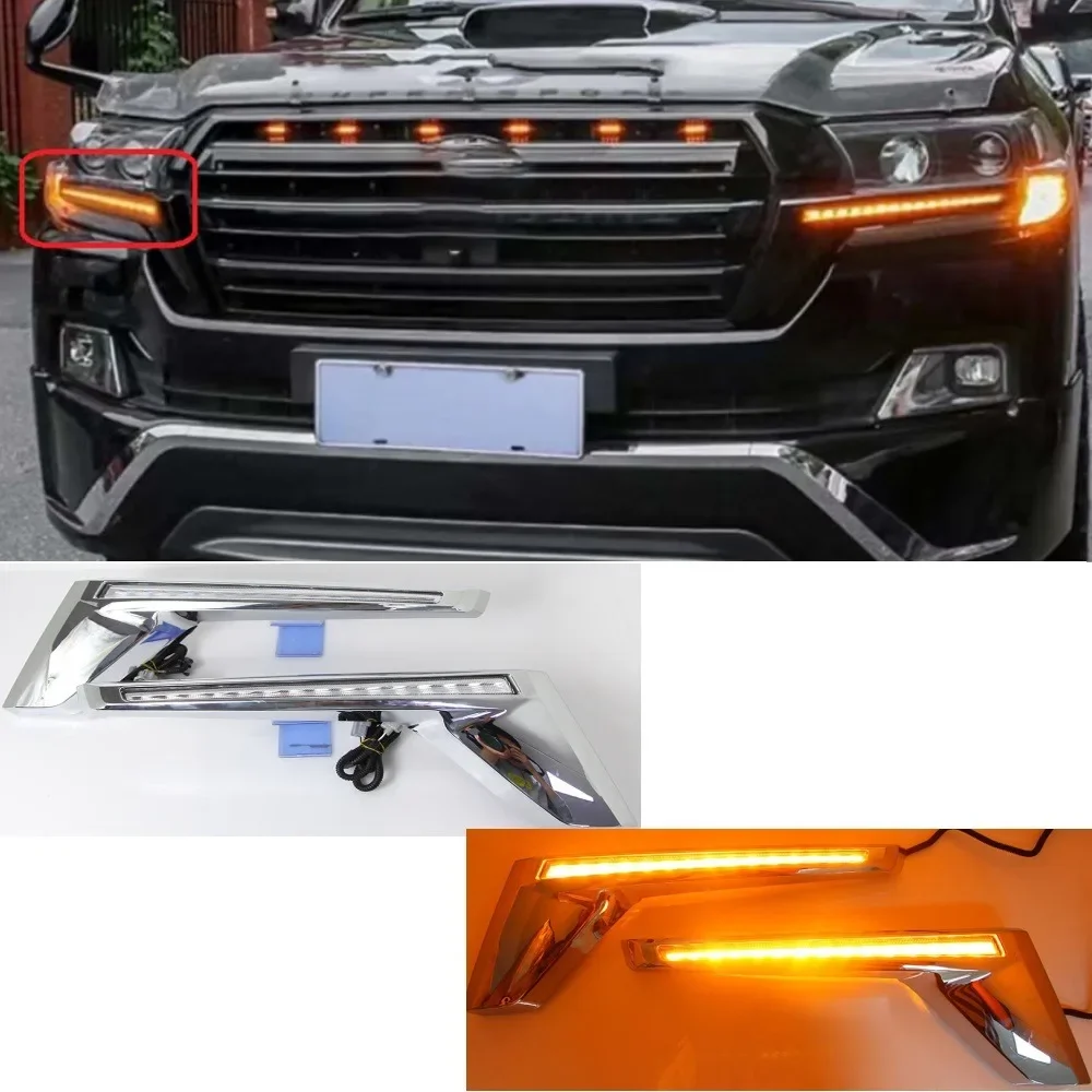 

1 Set Front Bumper Car Grille Light Daytime Running Light for Toyota Land Cruiser LC200 2016 2017 2018 2019 2020