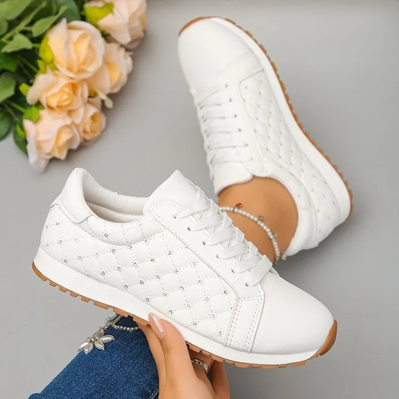 Zapatillas Deportivas para Mujer, Punta Redonda, Tacón Plano, con Cordones, Casuales, Clásicas, para Uso Diario y Caminatas al Aire Libre