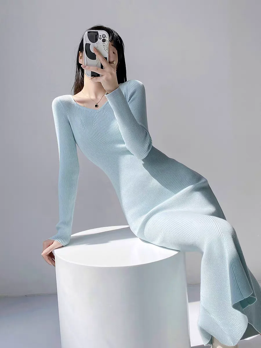 Kleider Damenkleid zum Tragen einer Hochzeit für Frauen Herbst Modal Smocking Ribbing Geknöpft Langarm Minimalist Grunge Modern OL