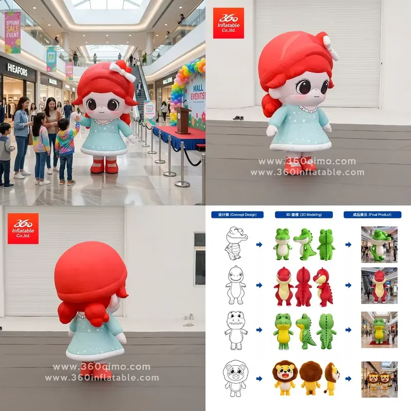 2026 360 Inflatable Giant Custom Girl Advertising Design Waterproof Durable Big Cartoon Mascot Walking Inflatable Costume for
