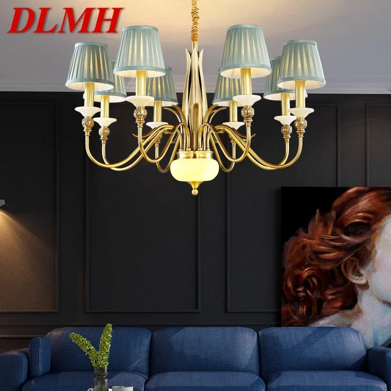 

DLMH American Brass Pendent Lamp Luxurious Living Room Restaurant Bedroom Retro Hotel Villa Chandelier