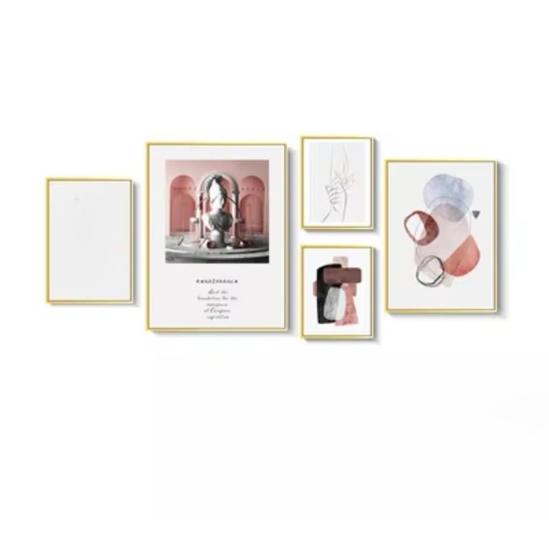

Nordic simple abstract living room decorative painting combination picture frame photo wall oil painting
