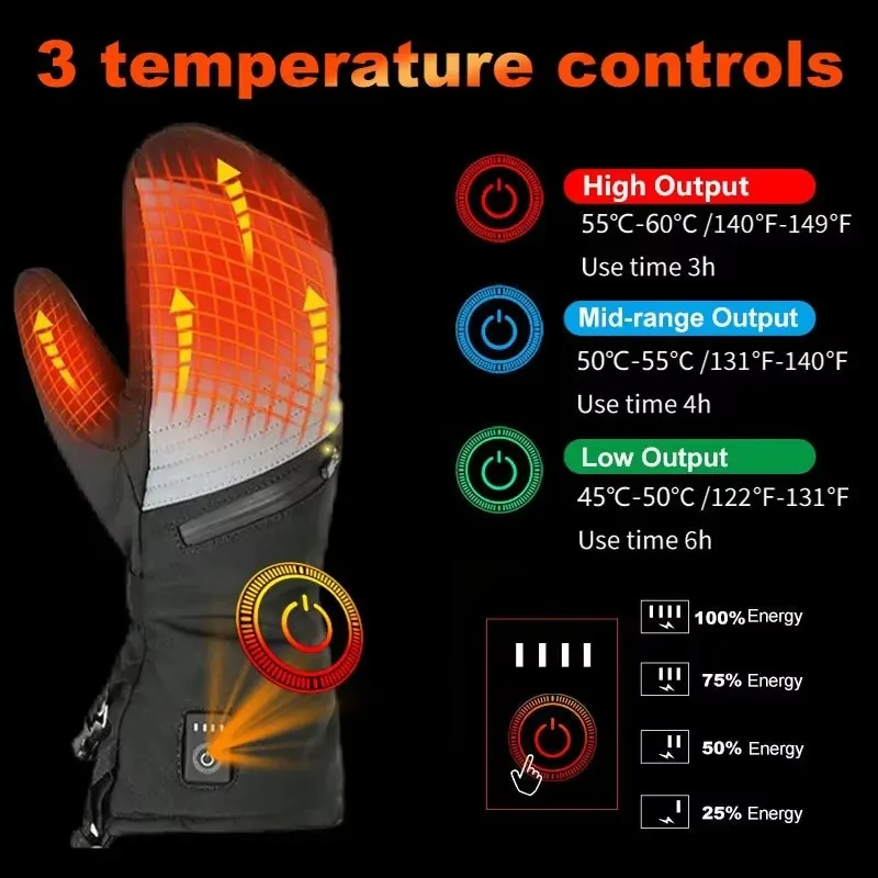 Airo Electric Gloves Custom Winter Heat Protective Touch Screen Electric Gloves Outdoor Riding Waterproof Heated Ski Gloves