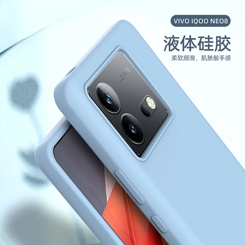 For vivo IQOO Neo 8 Phone Case Official Liquid Silicone Cases High quality Cover Camera Protector Wireless charge Skin Funda