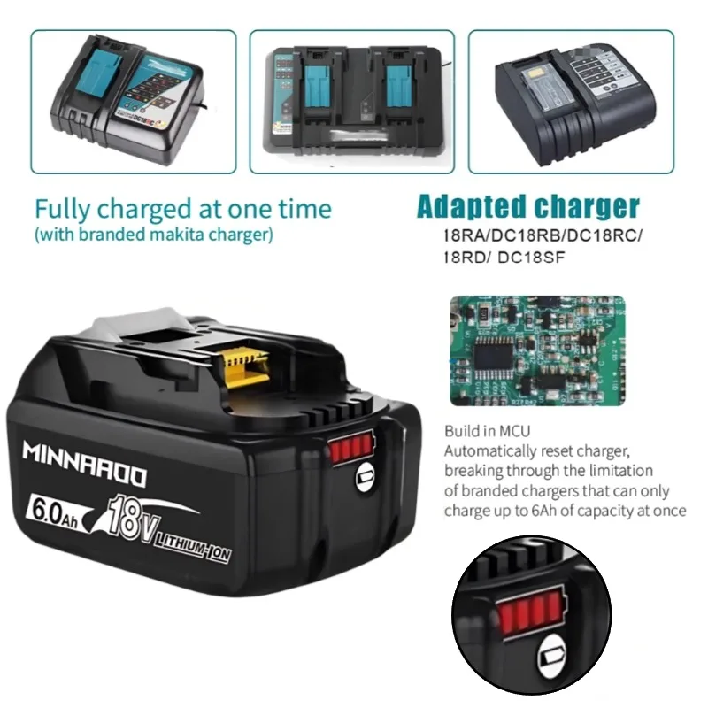 【القدرة العالية】بطارية 18 فولت 12Ah/8Ah لماكيتا BL1850B BL1850 BL1860 BL1840 BL1830B BL1815 بطارية ليثيوم بديلة 🔋 #5