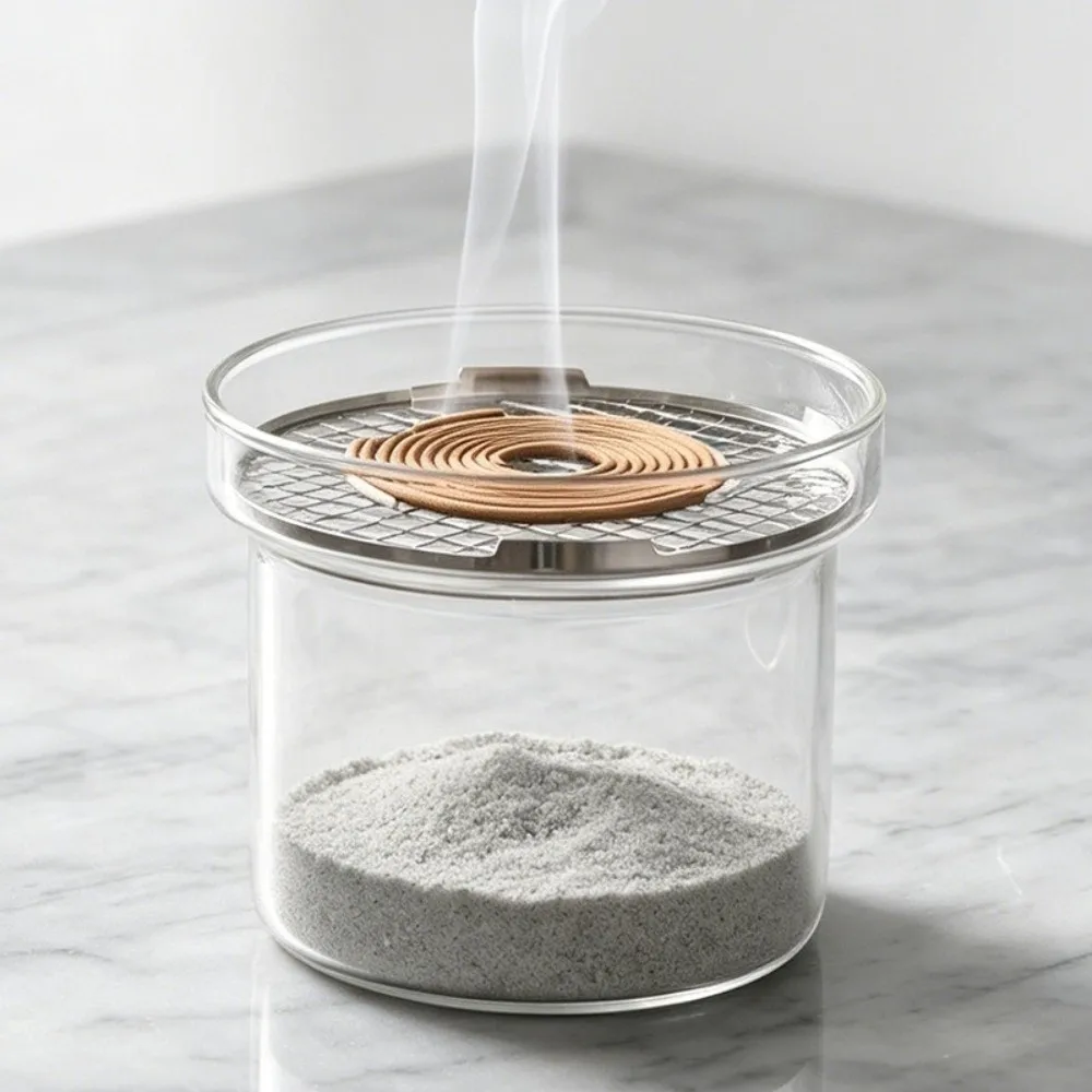 High-Temperature Resistant Incense Burner Glass Metal Filter Screen Mosquito Coils Tray Minimalist Anti Dust Aromatherapy Burner