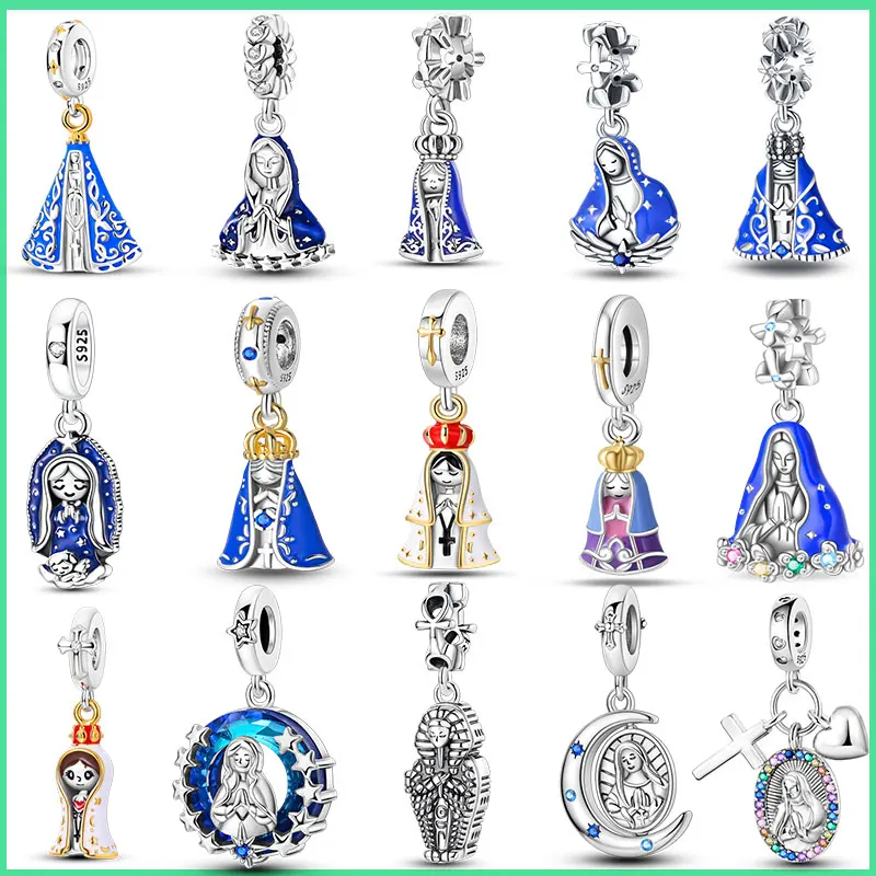 925 Sterling Silver Elegant Fashion Virgin Mary Pendants Charms Beads Fit 925 Original Bracelets DIY Jewelry Making For Women ﻿