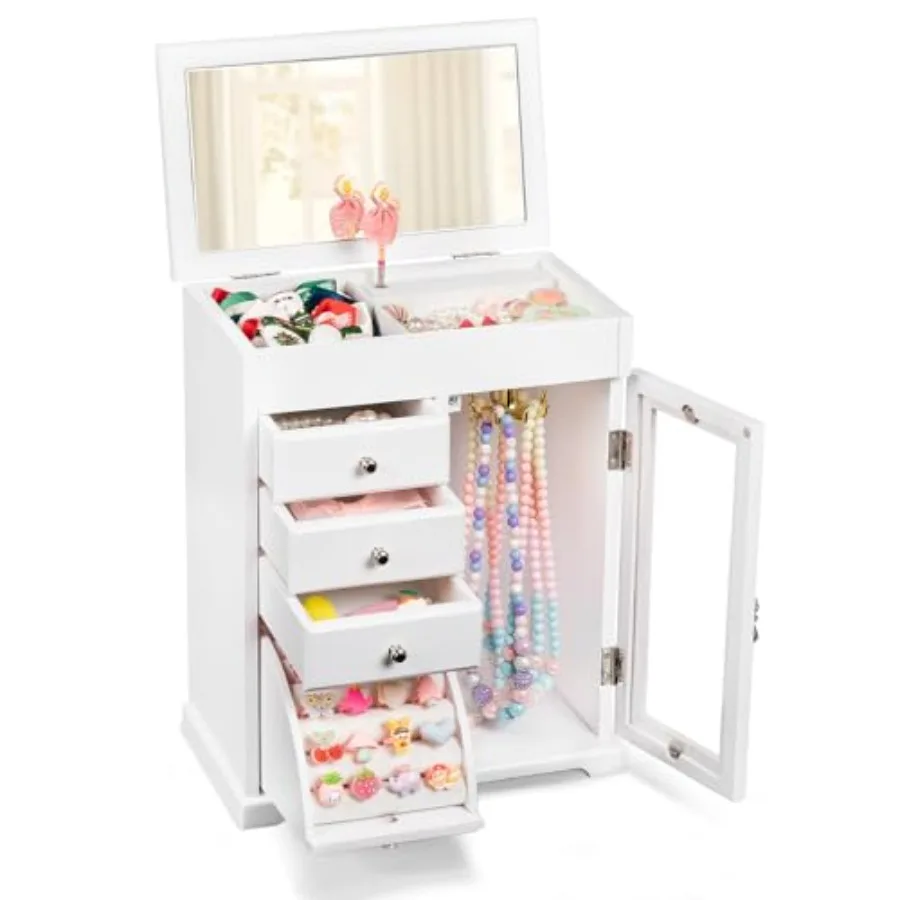 Jewelry Box for Girls Jewelry Box with Spinning Dancer 5 Layer Large Wooden Musical Jewelry Organizer Box Gifts for Little Girl