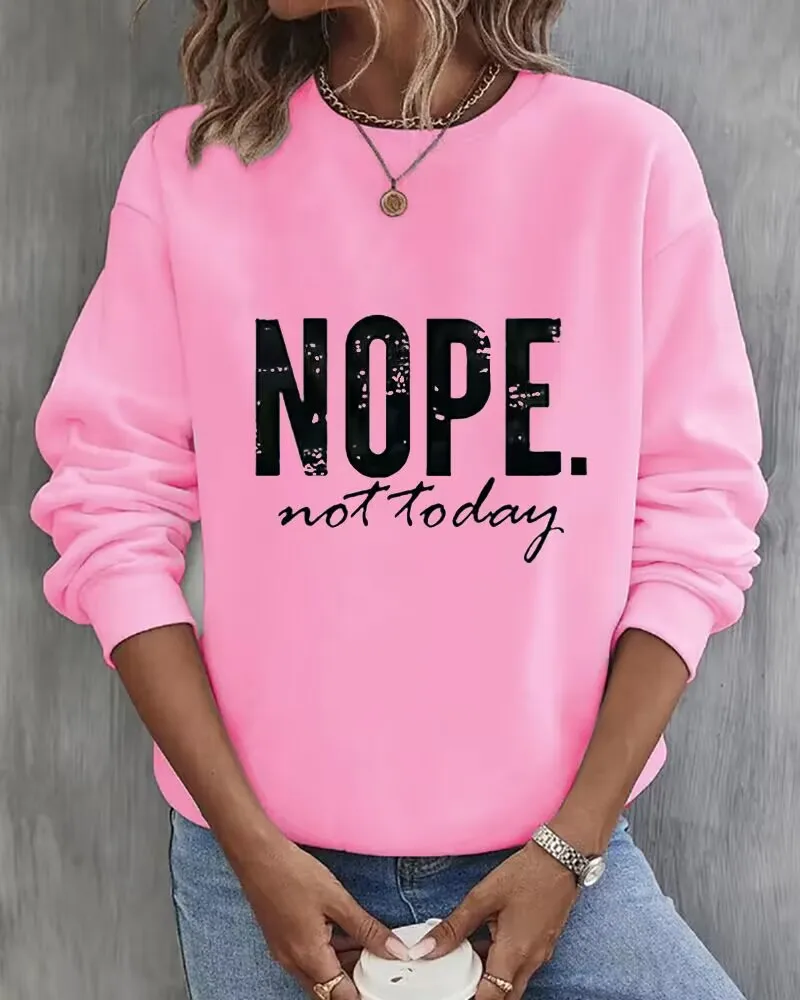 Woman clothing Shirt Nope Not Today Print Long Sleeve Sweatshirt 2023 Elegant Femme Puff Blouse y2k Lady Outfits