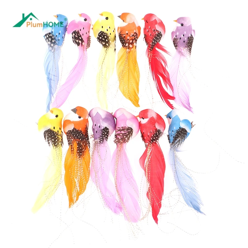 1pc Handmade Foam Feather Artificial Canary Imitation Bird Model Figurine Foam Birds Parrot Home Ornament Garden Decoration