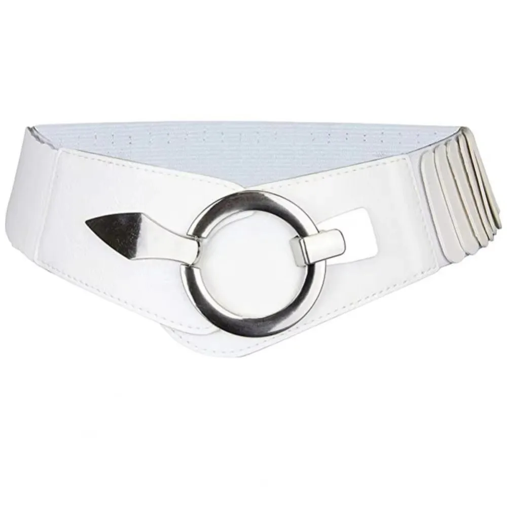 

Fashion V-shaped Women Waist Belt Elastic Versatile Wide Belts PU Leather Alloy Buckle Waistband Dress Belt