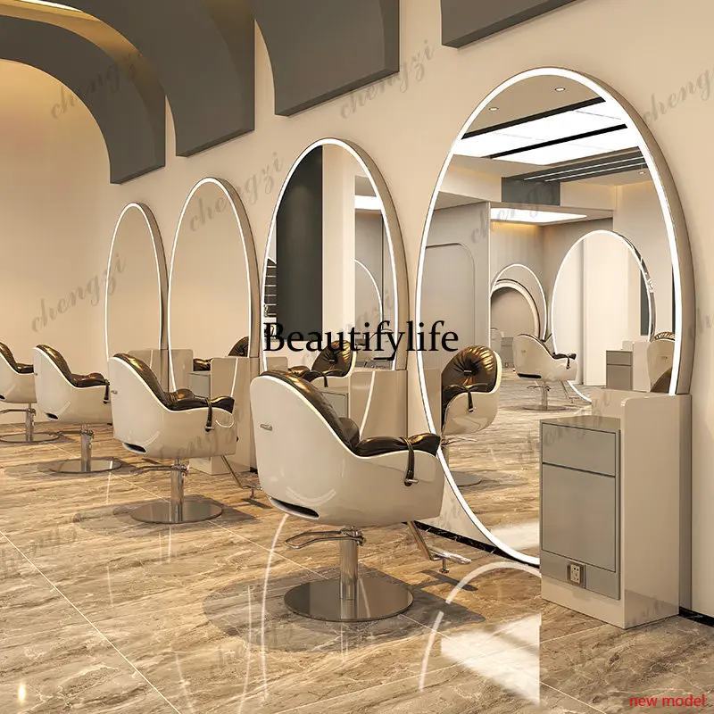 h178New model, barber shop mirror table, barber shop, hair salon special, hair cutting single and double-sided floor mirror