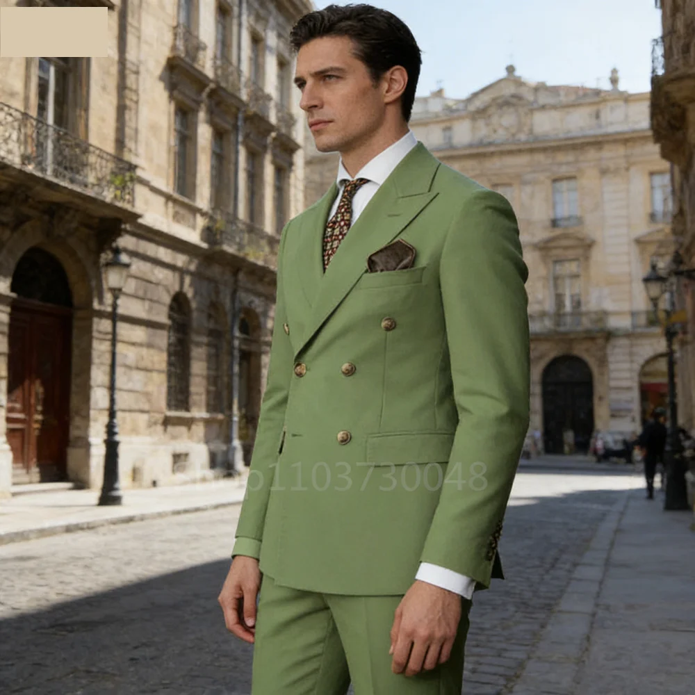 

Fit Peak Lapel 2 Piece Wedding Men's Suits Fashion Style Blazer Pants Formal Business Party Groom Wear Tuxedos Costume Homme