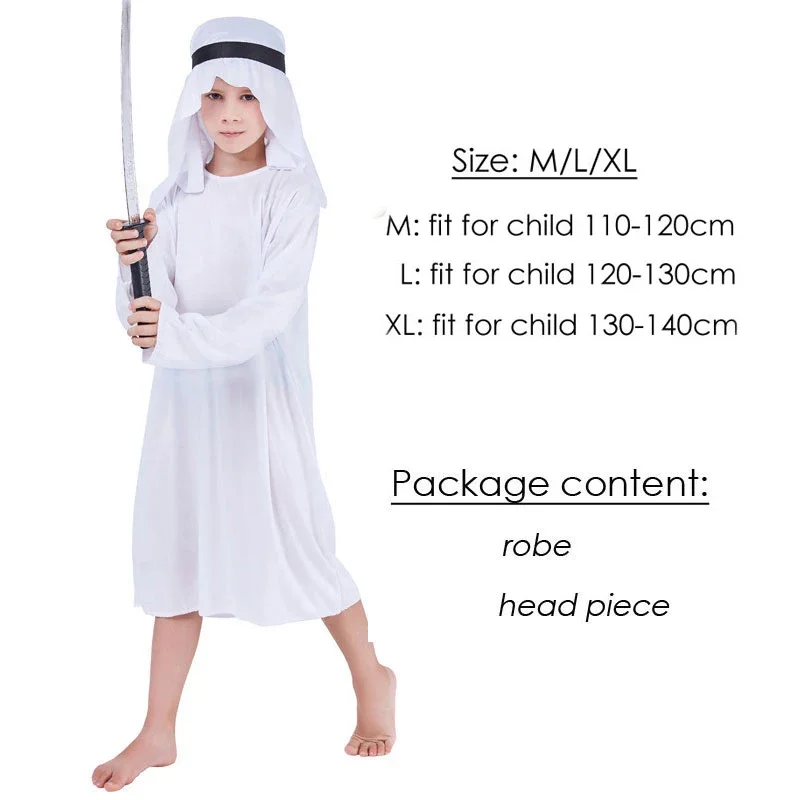 Umorden Bianco Arabo Principe Arabo Costumi Arabo Sheik Costume Bambini Ragazzi Medio Oriente Ali Baba Fantasia Cosplay per Gli Uomini XC493