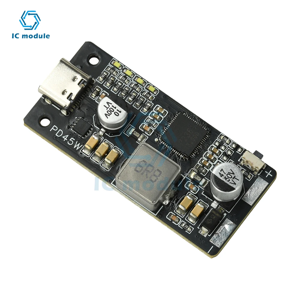 2-6S PD45W وحدة تفريغ الشحن السريع QC3.0 + مخرج Type-C لبطارية Li-ion/LiFePO4 لوحة بنك الطاقة العالمية