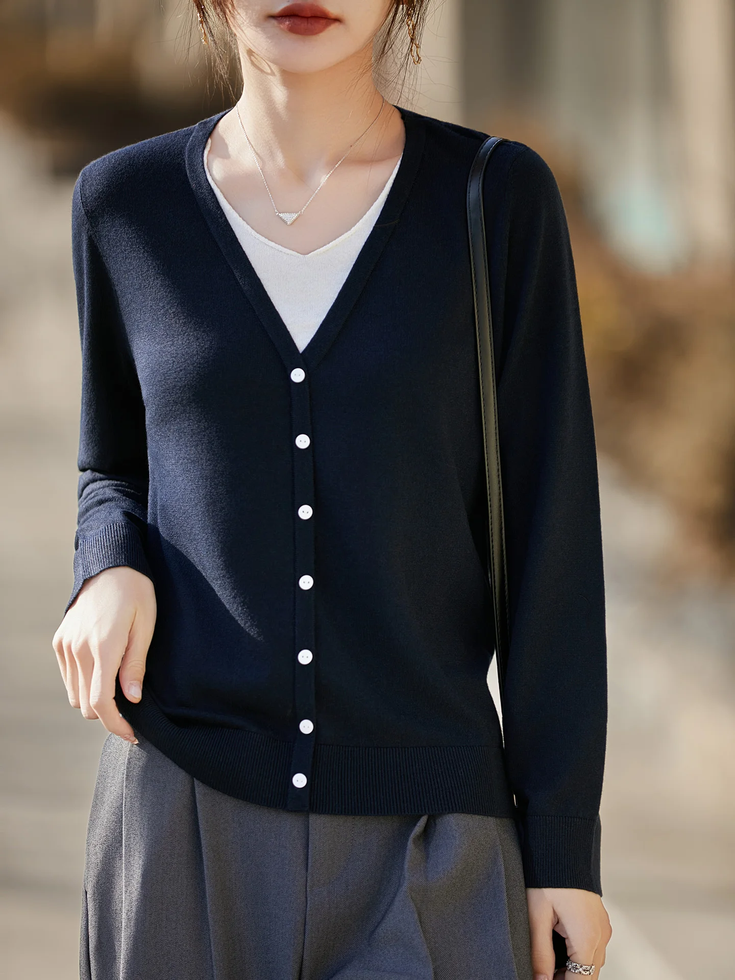 

Элегантная модная женская футболка-пуловер из смесовой шерсти с эффектом двухслойности, вязаная, с длинным рукавом, для весны и осени