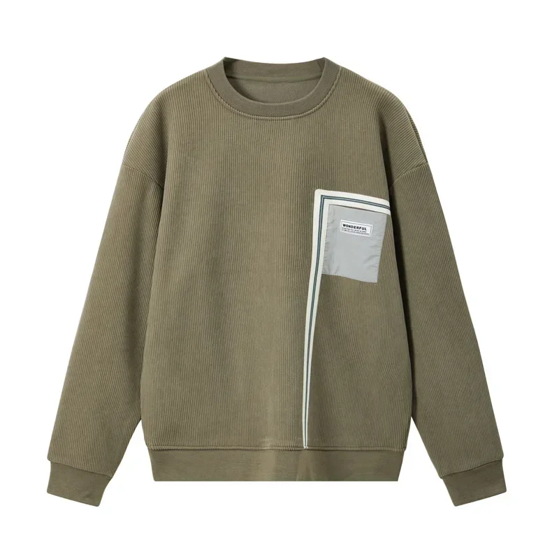 LIBIELIY New Autumn Style Sweatshirt For Men Pure Color, Casual And All-match For Teenagers, Fleece-lined And Thickened, Single