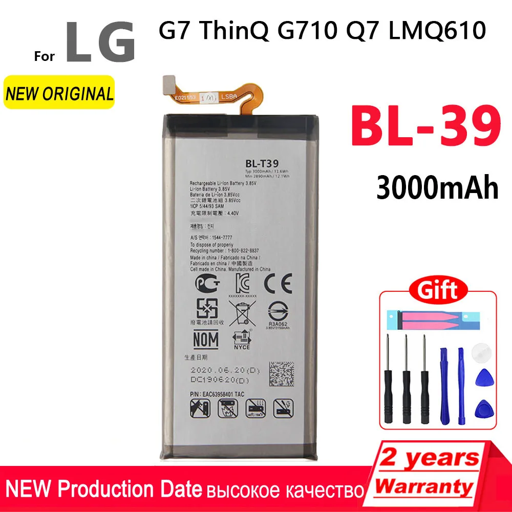 

BLT39 100% Новый оригинальный аккумулятор 3000 мАч для телефона LG G7 ThinQ G710 Q7 + LMQ610 Высококачественный аккумулятор с инструментами + номер отслеживания