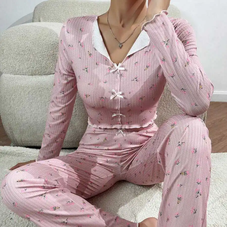 Long Sve Turn-down Collar Outwearable Pants Set Faionable Workwear Polyester Material V-ne Long Pants for Women 25-35 ...