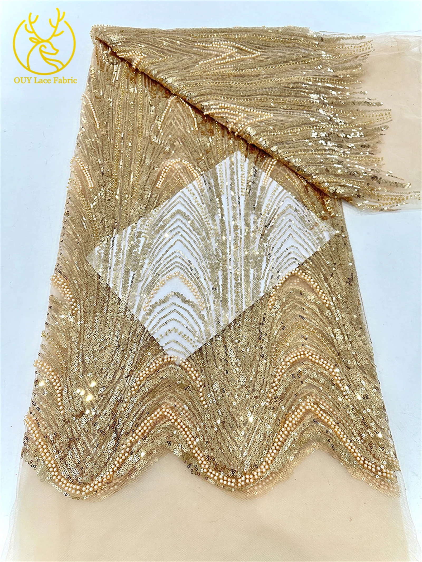 アフリカのビーズレース生地2025フランスのスパンコールチュール新郎刺繍エレガントなナイジェリアのブライダルガウンレース生地ウェディングドレス