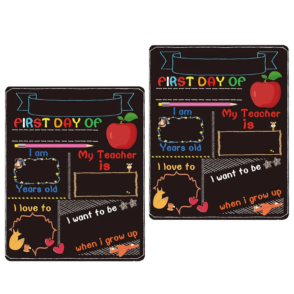 

2Pcs Creative First Day Chalk Board Wooden Lightweight Reusable Blackboard School Sign Classroom Decoration Chalk Board