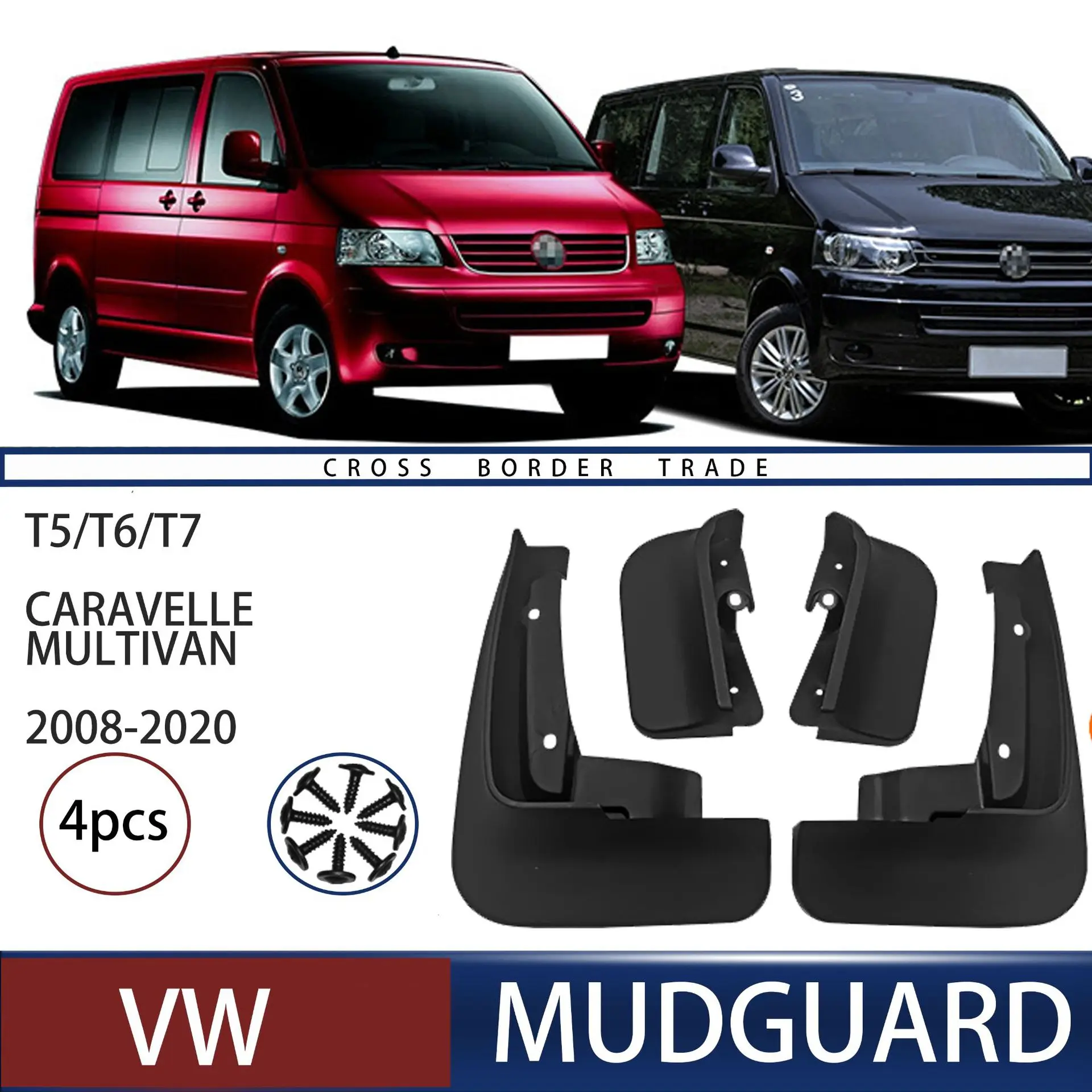 

FOR Multivan Carvelle 2008-2020 Car Molded Mud Flaps Splash Guards Mudguards Front Rear Styling Front Rear Car Accessories