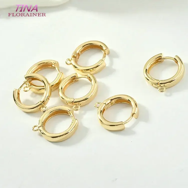 15MM 14K Gold Color Brass Round Circle Earrings Hoops High Quality Jewelry Making Supplies Diy Findings Accessories