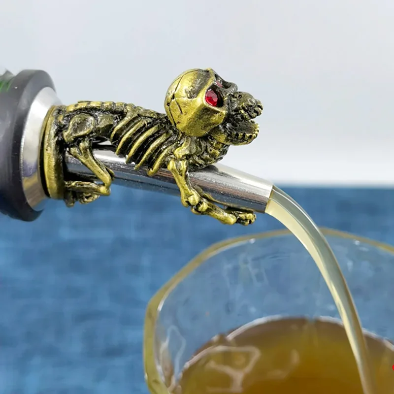 Nuevo vertedor de vino con calavera creativo, tapones de botellas hechos a mano, vertedores de licor de aceite de oliva y champán, accesorios de barra dispensadores, barras para el hogar