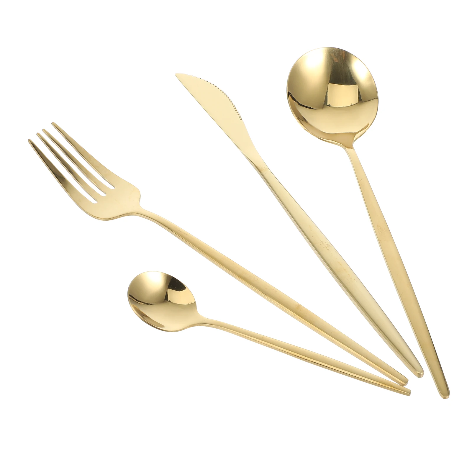 

1Set Stainless Steel Golden Cutlery Set Elegant Design Fork Spoon Durable Easy Clean Comfortable Grip Versatile