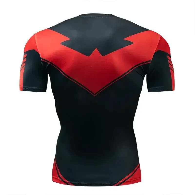 Kompressions-T-Shirts Sportbekleidung Gym Rash Guard Boxtraining Sport-Oberteile 3D Nightwing Herren T-Shirt Lauf-Schnelltrocknende Hemden Herren – Detail 16