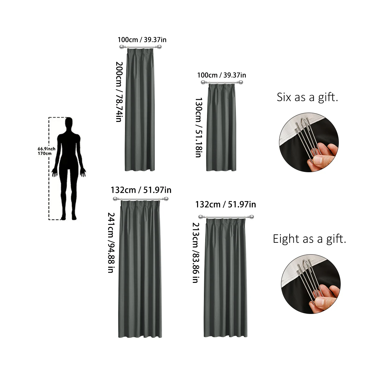 1pc Modern Style Solid Colour 100% Blackout Curtain, Hook Curtains for Living Room, Bedroom, Home Decor, Privacy Curtains