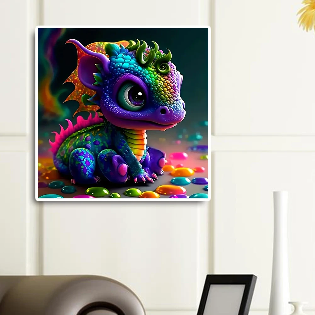 

5D DIY Full Round Drill Diamond Painting Cute Little Dragon Home Decor 30x30cm