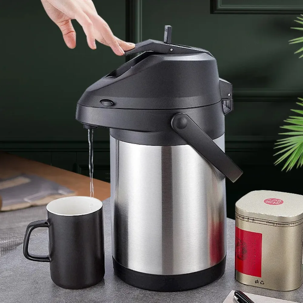 Stainless Steel Airpot Dispenser, 3L Hot & Cold Beverage Server for Coffee Tea Water, Insulated Thermos Urn with Push-Button Tap