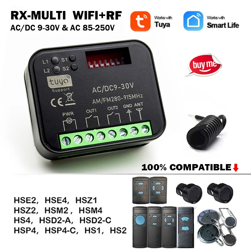 

New RX MULTI 300 a 868 MHz Tuya WIFI Receiver For HSE2 HSE4 HSM2 HSM4 HS1 HS2 HS4 HSZ1 HSZ2 HSP4 868 Gate Remote Control