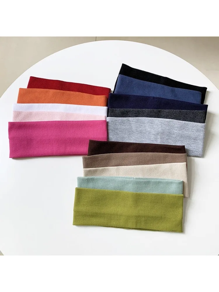 Bandeau large coréen de couleur unie, tricot extensible, bandeau pour femmes, maquillage, gymnastique, Yoga, course à pied, accessoire de mode