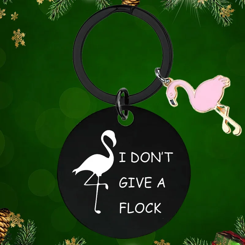 I Don't Give A Flock Keychain Pendant Funny Flamingo Key Chains