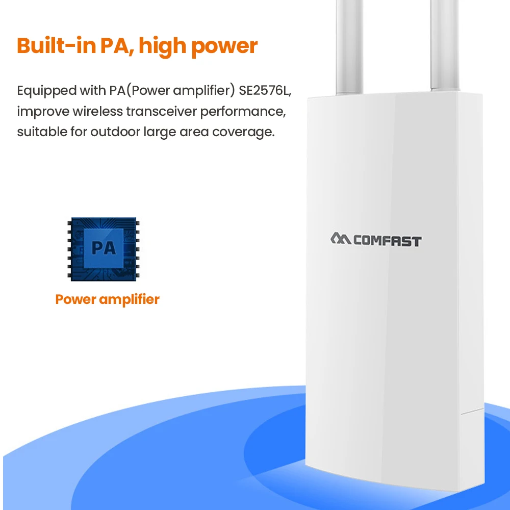 Comfast-Outdoor Wireless AP Roteador WiFi, Poe Access Point, AP, WI-FI, Repetidor de Ponte, Antena, Estação Base, Hotspot, 300m